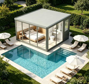 Véranda en aluminium résistante au vent fort, maison en verre contemporaine, solarium - Product Image 3