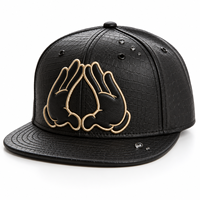 Casquette Snapback en cuir véritable avec logo brodé 3D personnalisé, visière plate vintage, 6 panneaux, casquette noire de haute qualité pour hommes