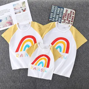 Parent-child outfit Summer new Korean cartoon family outfit Parent-child T-shirt factory a family of three short sleeves