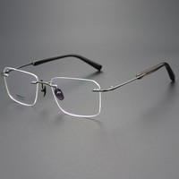Nouveauté 2025 – Lunettes unisexe sans monture en titane pur et corne de buffle, design carré solide et durable, style élégant, best-seller