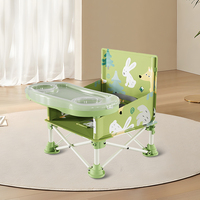 Chaise de table pliable moderne Prodigy CF002 pour bébé, portable, sûre, en plastique de qualité alimentaire, vert/rose, avec tapis de repas tendance pour l'extérieur