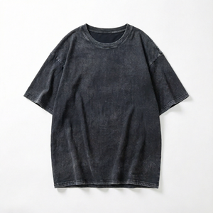 Camiseta de Manga Corta para Hombre, Estilo Casual, Cuello Redondo, Color Sólido, de Algodón Lavado, Talla Grande - Product Image 1