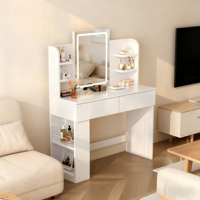 Table de maquillage moderne de luxe écologique avec miroir lumineux sur pied, design pour chambre à coucher et salon, coiffeuse