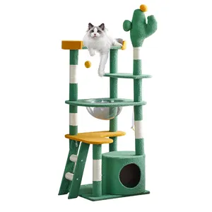 Holzturm Kratz baum mit Haus Kaktus Turm und Ball Weihnachts baum für Katzen Duo Chat Boxen für Indoor-Spiel