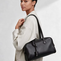 Sac fourre-tout à bandoulière en cuir de vachette pleine fleur pour femme, grande capacité, fermeture éclair géométrique, élégant et simple, vente en gros, OEM