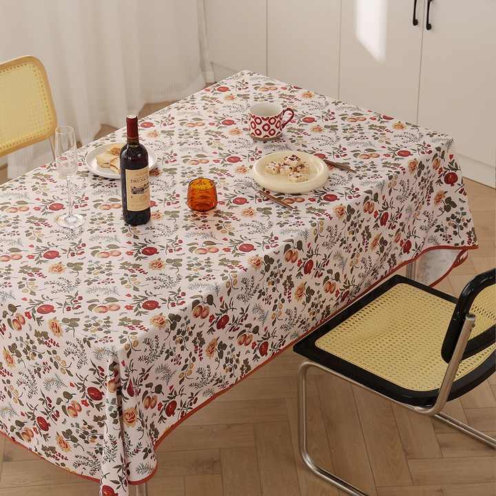 Green Yellow Petal Print Spring Rectangle Tablecloth