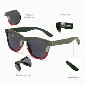 2024 nuances en bois planche à roulettes lunettes de soleil pour hommes nouveauté logo personnalisé lunettes de soleil écologique recyclé en vrac bois lunettes de soleil - Product Image 2