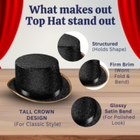Chapeau de magicien SOLPOP Lincoln Gentleman 13cm Jazz Top brillant pour hommes et femmes, idéal pour Halloween, fêtes costumées et spectacles de magie