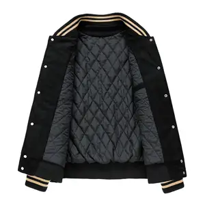 Blouson de baseball court de style streetwear à impression brodée de chenille avec logo personnalisé OEMm veste universitaire pour hommes