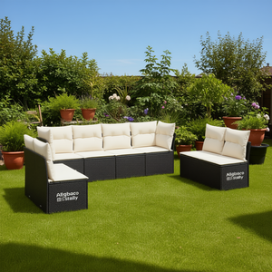 Aligbaco Garden <b>Sofa</b> Set 6 Seater <b>Rattan</b> Outdoor Furniture With Cushions Contemporary Design - Product Image 2