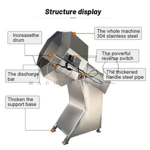 Mezclador octogonal comercial tipo tambor multifuncional de acero inoxidable Máquina de condimentos de alimentos completamente automática - Product Image 2
