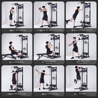 Appareil de musculation multifonctionnel pour la maison, avec fonctions papillon, lat pulldown et rameur