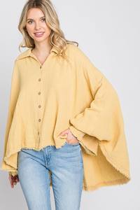 เสื้อเบลาส์ผ้าฝ้ายลินินสำหรับผู้หญิง,กระดุมล้างหน้าช่วงฤดูใบไม้ผลิผ้าโปร่งผ้าฝ้ายสองชั้น - Product Image 3