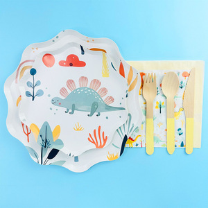 Ensemble de vaisselle jetable premium DAMAI Animal pour fêtes d'enfants, anniversaires, thème dinosaures, assiettes, gobelets, serviettes en papier - Product Image 5