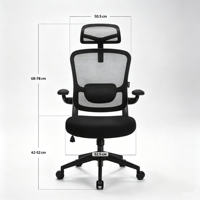 Chaise de bureau ergonomique moderne en maille noire, réglable en hauteur, avec coussin épais pour salle de conférence et salle d'étude