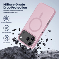 Funda Protectora para Teléfono 2 en 1 de TPU y PC Magnética Negra Esmerilada de Alta Calidad con Carga Inalámbrica a Prueba de Golpes para 17 Pro Max
