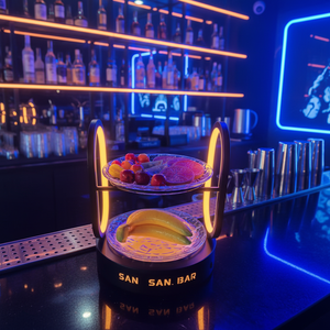 Plateau à fruits rotatif à 2 niveaux avec éclairage LED pour bar et KTV, plateau à collations rechargeable avec logo personnalisé - Product Image 3
