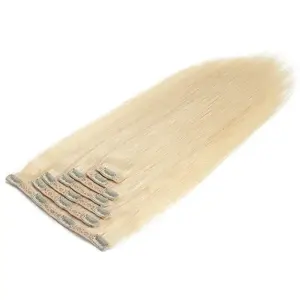 Inice Extensiones de Cabello Humano con Clip Remy Virgen de Doble Dibujado Variedad Marrón Oscuro Rubio Ceniza Colores Raw Indian Cambodian Clip-In Hair - Product Image 1