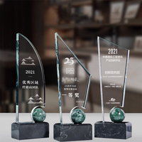 Trophée personnalisé professionnel créatif avec logo, plaque en cristal de marbre exquis, récompense d'honneur, prix en verre, base en verre noir