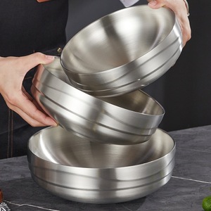 304 Stainless Steel Double Wall Bowl Set Gold And Silver Microwave Safe For Noodle Soup And Cold Noodles - Product Image 2