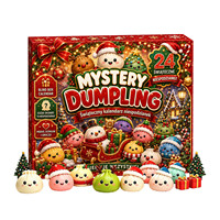 Calendrier de l'Avent de Noël 24 Jours de Surprise, Boîte Mystère Compte à Rebours en Forme de Dumpling Moelleux, Jouets Anti-Stress à Presser pour Enfants