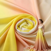 Matériaux vestimentaires à dégradé personnalisé, design imprimé numérique, tissu ombré, soie 100% polyester, tissu satiné pour vêtements
