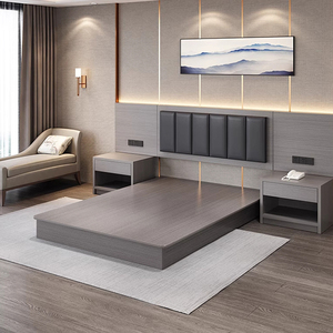 Set <span class=keywords><strong>Letto</strong></span> con Testiera in Legno Massello Personalizzato per <span class=keywords><strong>Hotel</strong></span>, Arredamento Moderno per Camere d'Albergo e Famiglie - Product Image 3