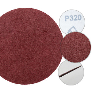 Disco de papel de lija rojo de 4.5 pulgadas, grano P320, con reverso de terciopelo adhesivo para pulir y esmerilar metal - Product Image 1
