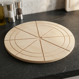 DEMOLLI Multilayer <b>Wood</b> Chopping <b>Block</b> 30cm Round Pizza 8 Portions Eco-Friendly Customizable Multiuse Kitchen Use Made Italy - Product Image 2