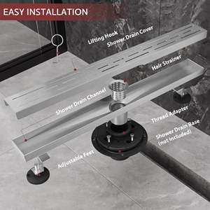 Drain de douche linéaire moderne de 10 pouces, nickel brossé, grille amovible, acier inoxydable 304, installation facile, nettoyage (base de drain non incluse) - Product Image 6