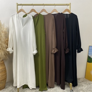 6778# Popular Women Bubble Crepe Elegant <b>Dress</b> Elastic Pleated Cuff With Side Pockets Versatile Daily <b>Eid</b> <b>Long</b> <b>Dress</b> - Product Image 6