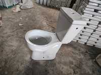 GREPL WC moderne deux pièces à double chasse, siphon en S, en céramique blanche, avec couvercle de siège en PP, fonction de lavage des fesses, à poser au sol, pour hôtels