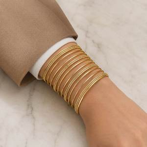 New Trendy Gold Plated Punk Style Feather Big Circle Open Cuff Bangle <b>Boho</b> <b>Bracelet</b> Set for Women Jewelry - Product Image 5