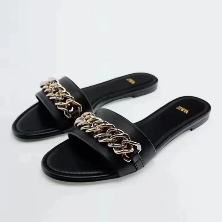 DEleventh – tongs plates décontractées pour femmes, chaussures de haute qualité, vente en gros, noir, blanc, sandales pour femmes, Z-66369