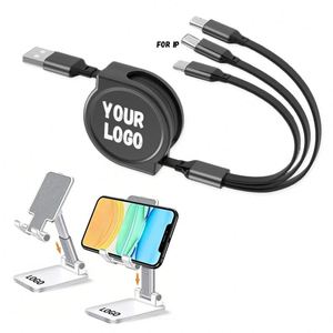 Câble de charge télescopique 3-en-1 personnalisé avec logo publicitaire, charge rapide 3A - Product Image 1
