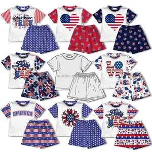 Conjunto para niños, niñas, 4 de julio, trajes para bebés, camiseta informal para el Día DE LA Independencia, bebé de 0 a 6 años, conjunto para niñas del 4 de julio