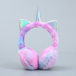 <span class=keywords><strong>Cache</strong></span>-oreilles pliables en fausse fourrure douce, motif <span class=keywords><strong>licorne</strong></span> tie-dye et paillettes, pour l'hiver, chauds et confortables - Product Image 4