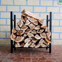 Support de rangement pour bois de chauffage en métal noir thermolaqué, pour intérieur et extérieur