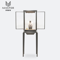 Vitrina de Joyería Personalizada MASTER de 55*45*172 cm, Vitrina de Vidrio Templado, Gabinete de Exhibición de Joyería de Acero Inoxidable Negro de Alta Gama