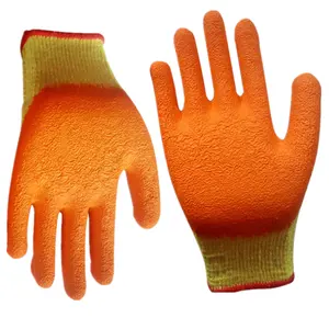 Lineman safety gloves 10 gauge orange latex coated working gloves construction safety gloves