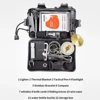 Kit de survie d'urgence 10 en 1 en gros, équipement EDC pour l'extérieur, outils de camping et de randonnée, équipement de survie portable pour l'aventure