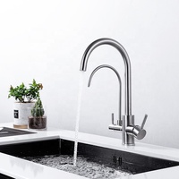 304 acier inoxydable double poignée robinet de cuisine trois voies Purification robinet purificateur d'eau Double poignée mélangeurs de cuisine pour