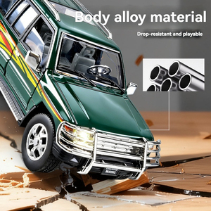 Modèle de <span class=keywords><strong>voiture</strong></span> classique ancienne Pajero en métal moulé sous pression 1:18 avec son et lumière, mécanisme de recul - Jouet unisexe pour enfants et adultes - Product Image 6