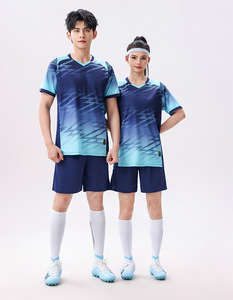 Setelan Sepak Bola Anak-anak Musim Panas Unisex Cepat Kering Berbahan Poliester dengan Kerah V, Lengan Pendek, Ringan, Bernapas, dan Dapat Dikustomisasi - Product Image 4