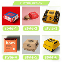 Boîte à hamburger en carton écologique en canne à sucre, personnalisable avec logo, résistante à la graisse, pour emporter