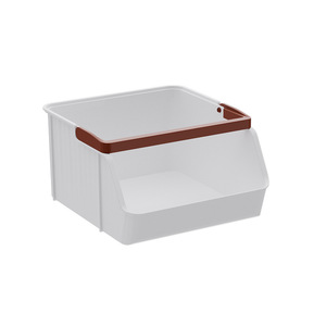 Caja de almacenamiento de escritorio rectangular transparente blanca apilable para escritorio de oficina, organizador de bolsas de té y café - Product Image 1