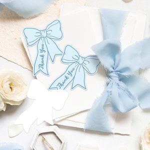 Carte de remerciement et de placement de table personnalisable avec nœud rose et bleu pour petites entreprises, restaurants, mariages et fêtes - Product Image 5