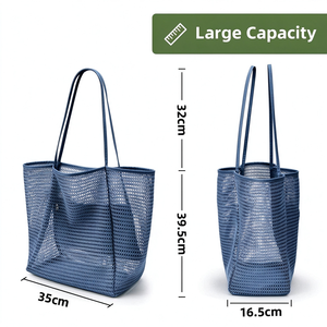 Bolsa de Playa Grande de Malla de Nailon con Logotipo Personalizado, Cierre de Cremallera, Diseño Antirrobo, para Compras, Supermercado, Viajes y Uso al Aire Libre - Product Image 2