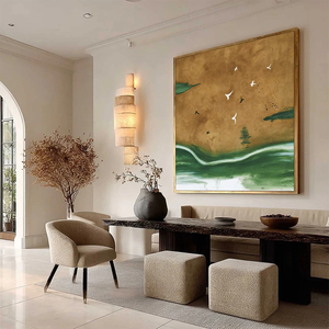 Peinture abstraite de paysage Wabi Sabi, peinte à la main, grande taille, pour salle à manger, salon, décoration intérieure - Product Image 5