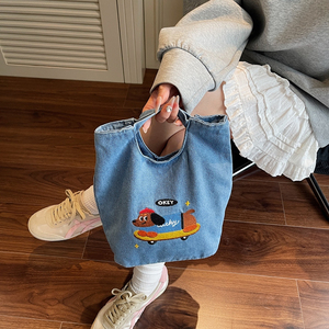 Sac fourre-tout en toile avec imprimé de chien faisant du skateboard, style japonais, grand sac à bandoulière décontracté pour femmes, sac de shopping écologique - Product Image 5